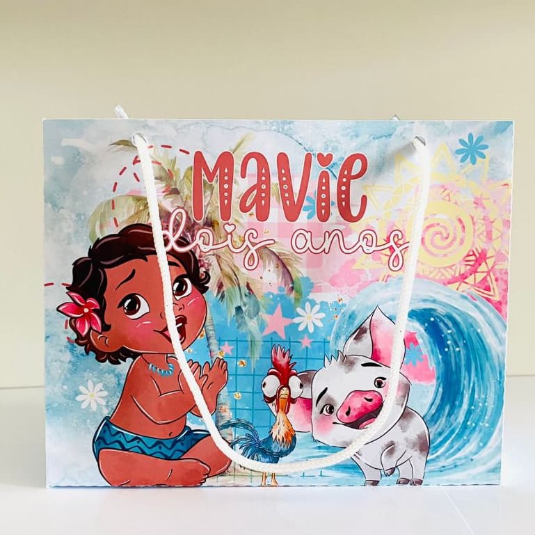10 Sacolinha TAM G Personalizada | Moana Baby