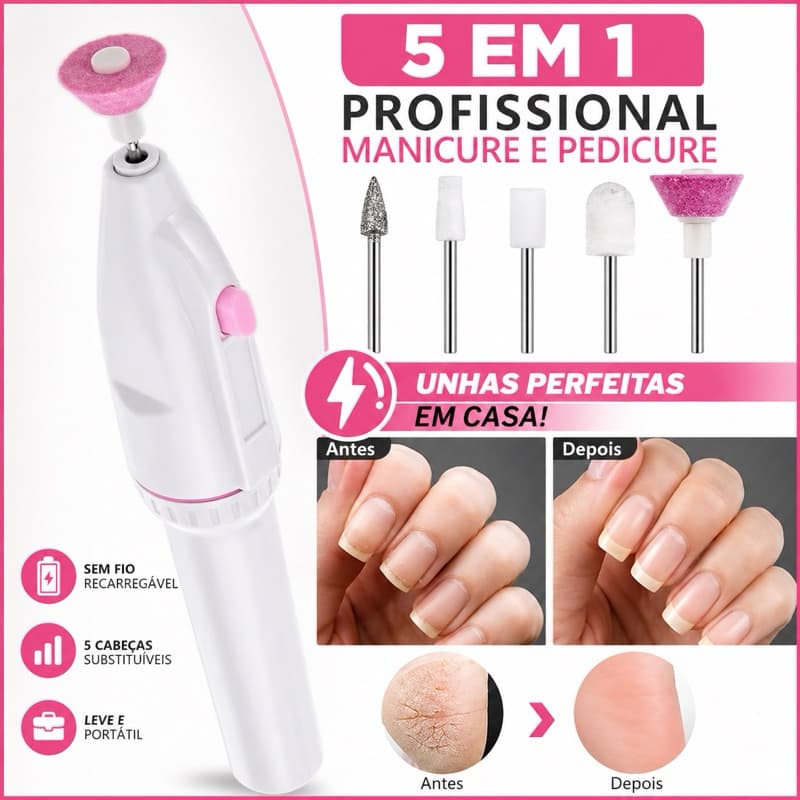 Lixa Elétrica de Unhas 5 em 1 Profissional Manicure Pedicure