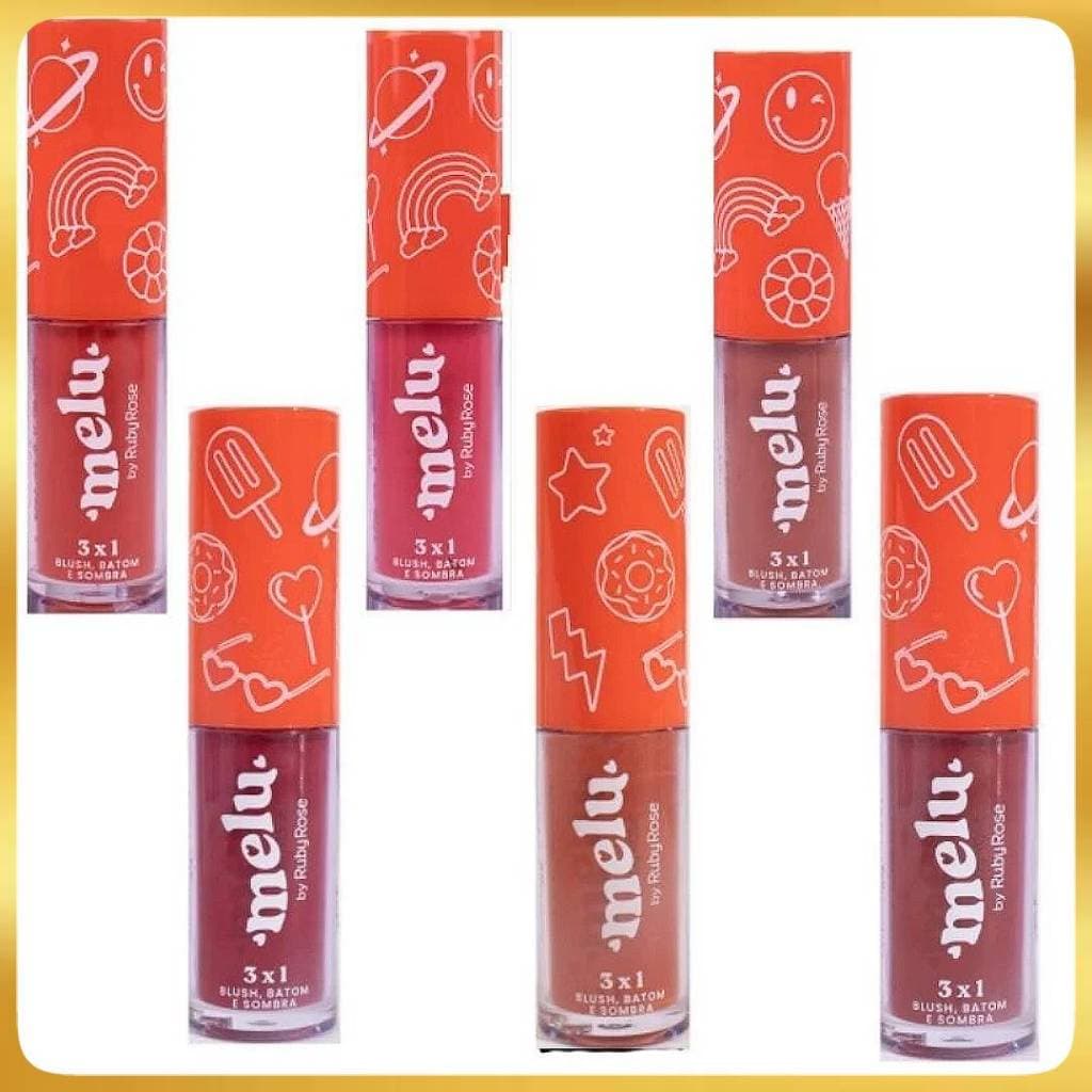 Blush Batom Sombra 3 em 1 Melu By Ruby Rose 6 Cores Multifuncional