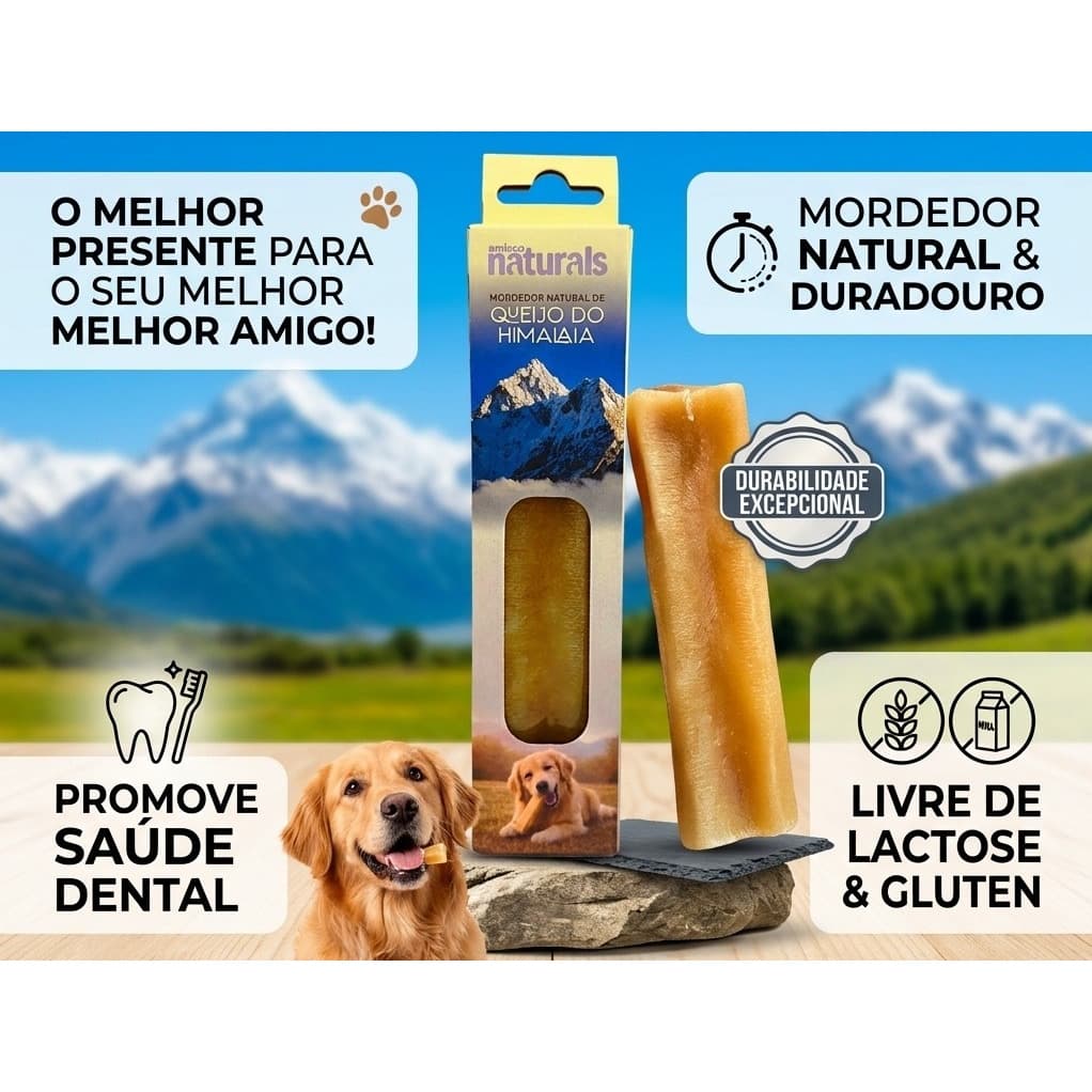 Mordedor Natural Queijo do Himalaia Yak Amicus - Durável e Saudável para Cães
