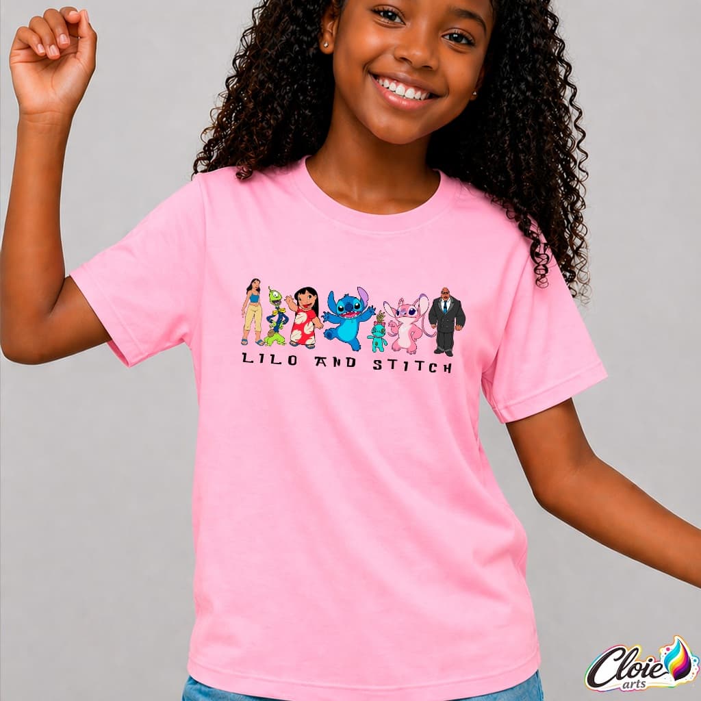 Camiseta Infantil 100% Algodão Lilo e Stitch  Estampa Divertida Macio Confortável Minimalista Alien Fofinho Aloha Blusa