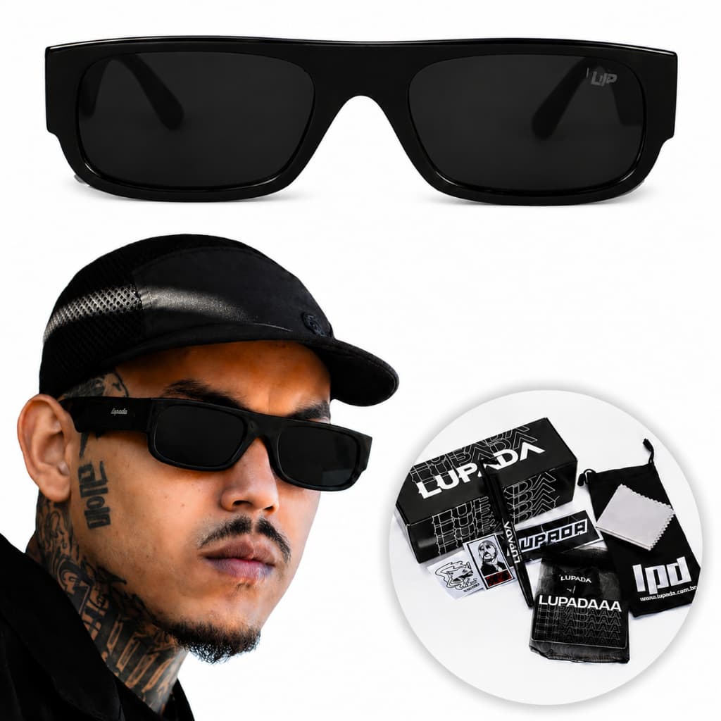 Óculos Polarizado Escuro Discreto Gangsta Compton Retangular Low Rider Street Hype