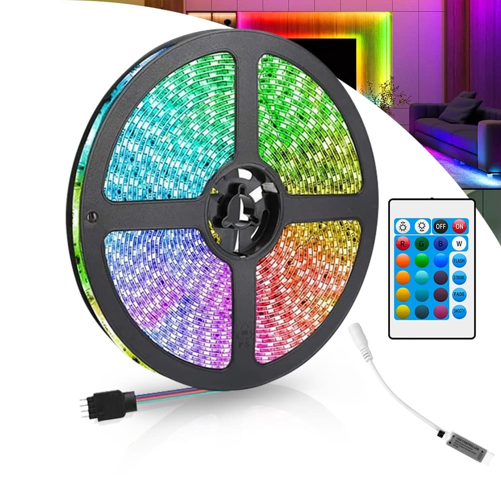 Fita Led Rgb 3528 ULTRA Colorida 5m 12V Bivolt 5M a 15M Com e Sem Fonte Decoração Casa Teto Vitrine