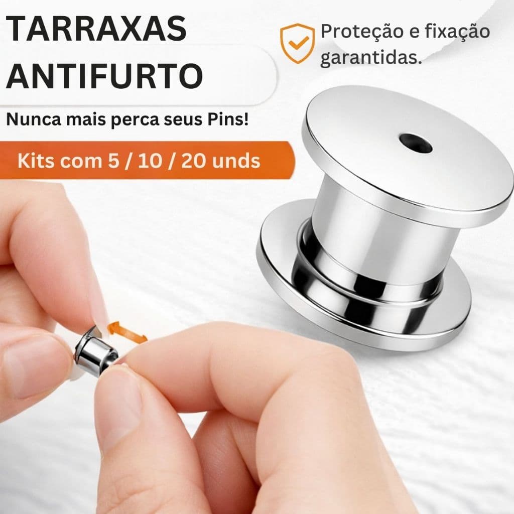 Tarraxas de Segurança Para Pins Lapela e Broches | Antifurto com Trava 🔒 Metal Prateada