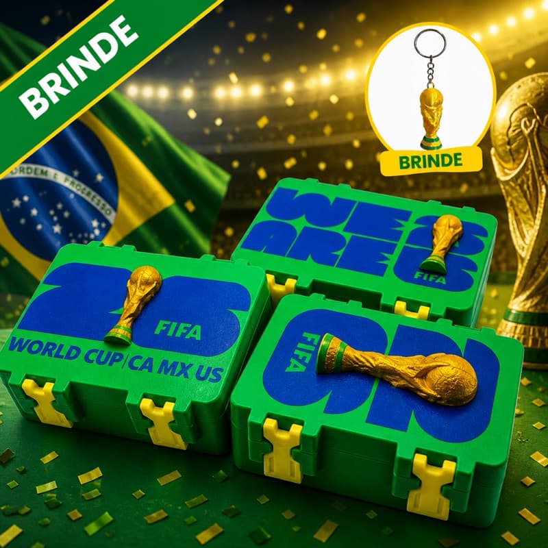 Porta-Figurinhas Copa 3D + Chaveiro Troféu (Brinde Exclusivo)