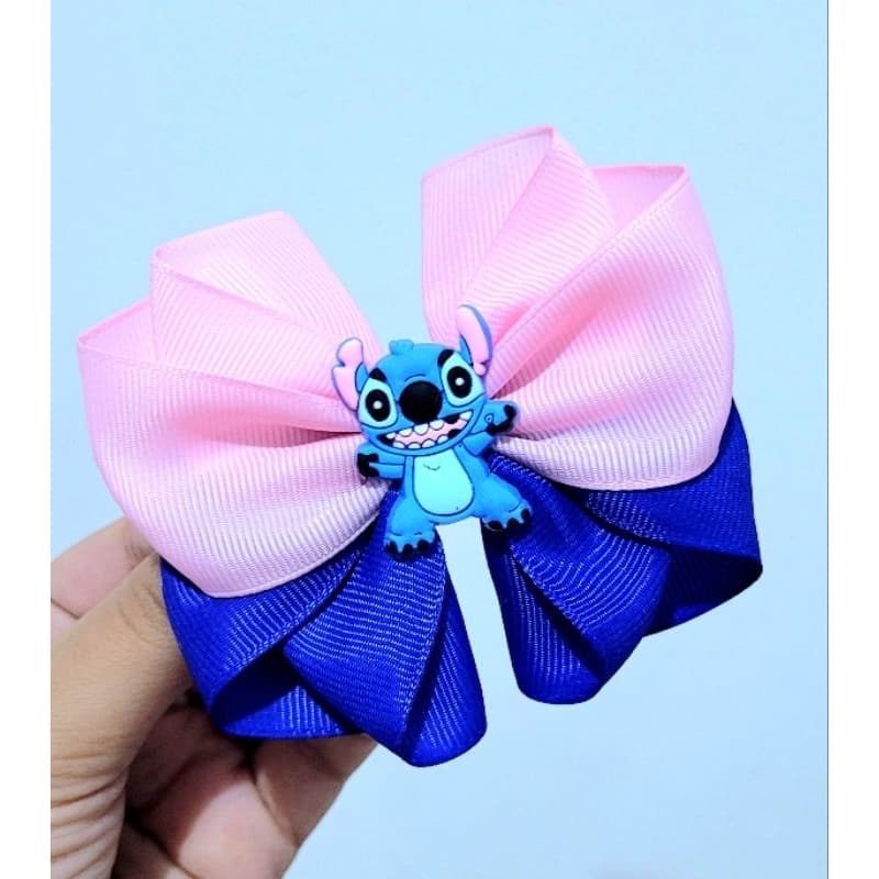 Laço de cabelo infantil, Laço Stitch , personagem Stitch, presilha bico de pato
