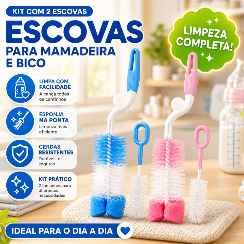 Escova Limpeza Para Mamadeira E Bico Com Esponja Bebê garrafas térmicas multiuso Lavar Cuidados