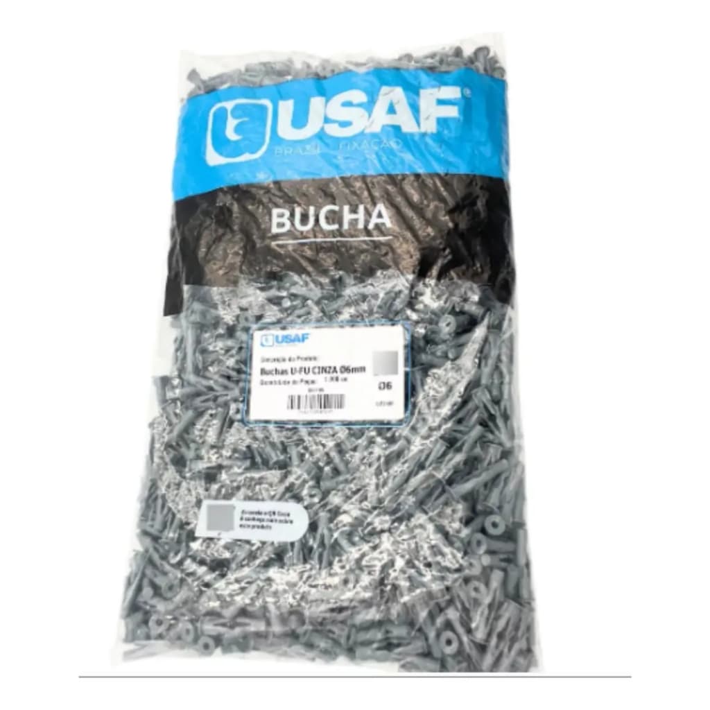 Bucha De Fixação S10 U-FU Para Tijolo Furado Cinza - 500 Unidades