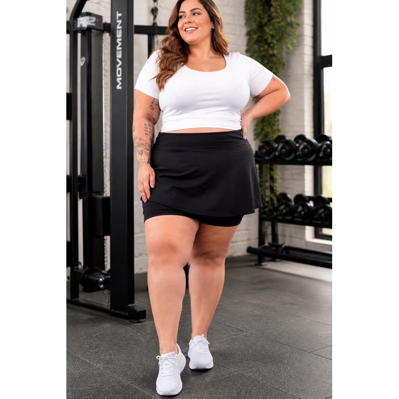 Short Saia Feminino Plus Size GG3 Suplex Premium Moda Fitness Confortável  Academia Esporte