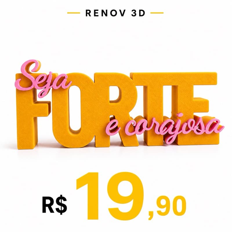Placa Decorativa Cristã Seja Forte e Corajosa | Decoração Quarto Linda e Feminina | Presente Criativo | Lembrancinha
