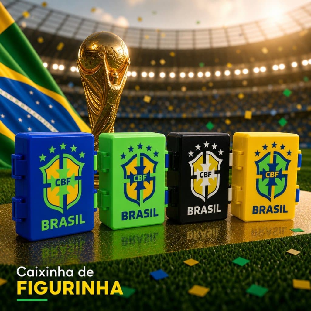 Porta Figurinhas Copa 2026 Caixa Organizadora Estojo Álbum Futebol Colecionador Brasil Cards Album Copa