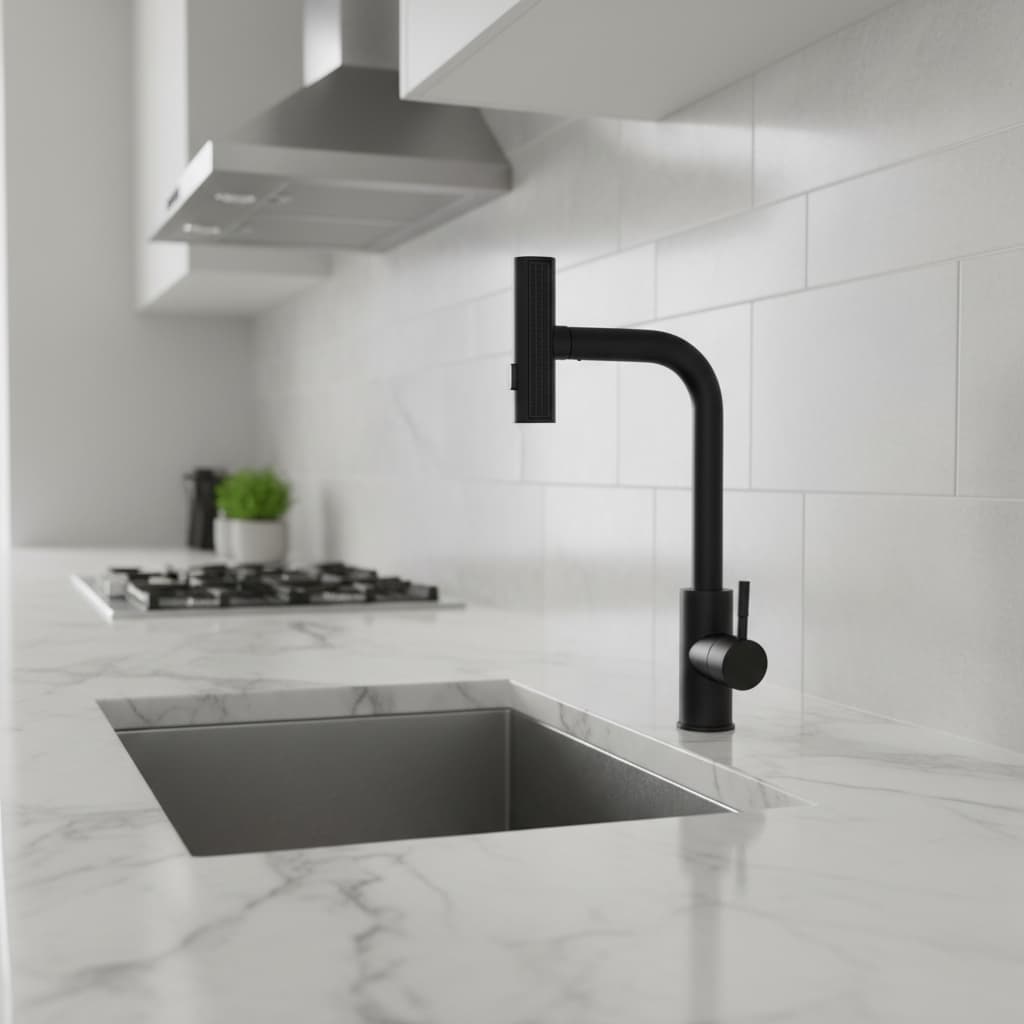 Torneira Gourmet Cascata para Cozinha Monocomando Extensível em Aço Inoxidável Preta Envio Imediato!