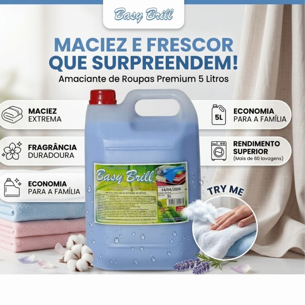 Amaciante de Roupas Basy Brill 5L