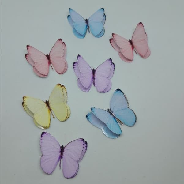 28 unidades Borboletas 4,5cm papel colorida candy color dupla camada decoração bolo jardim encantado