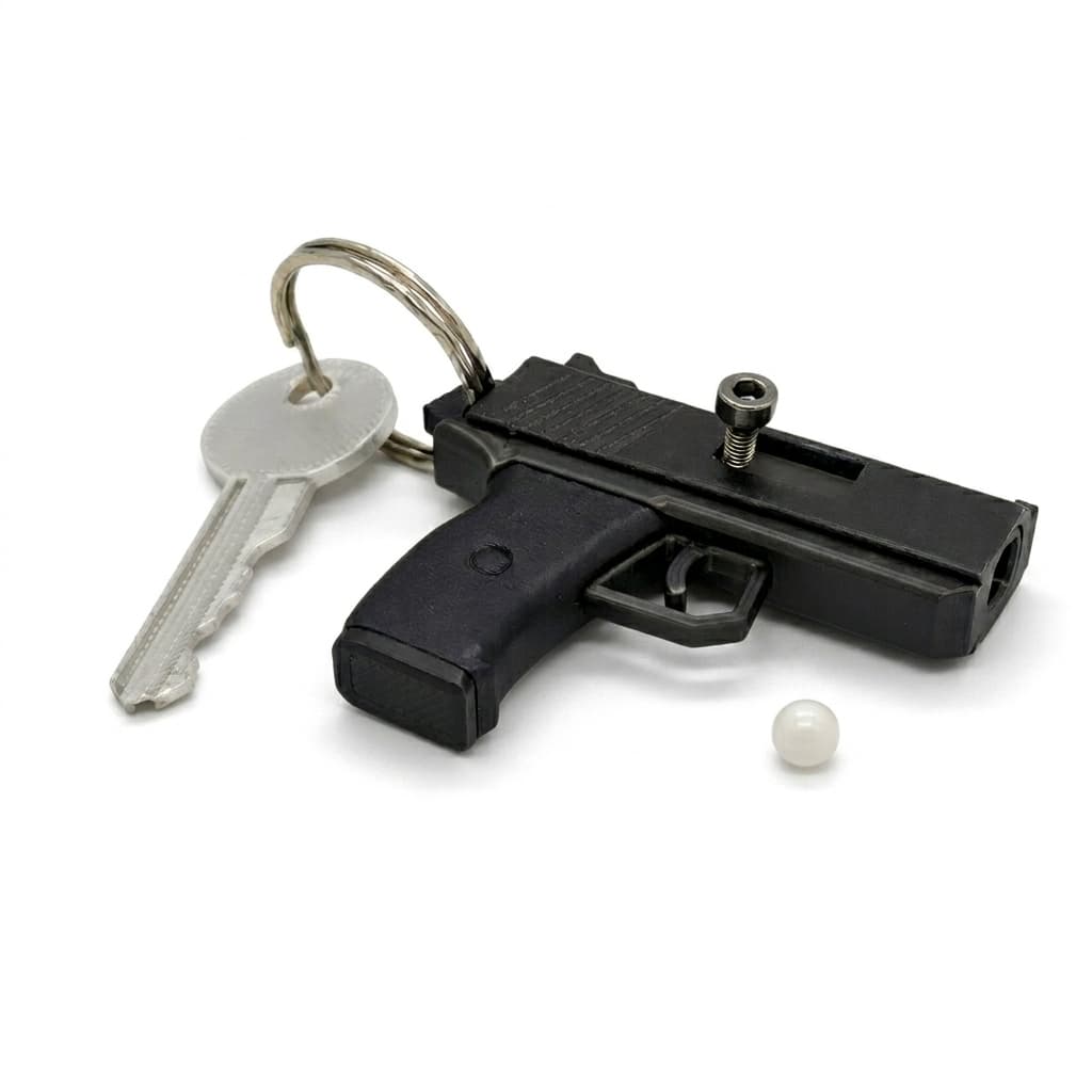 Kit 3 Chaveiro Pistola Funcional Lança Bolinha Anti estresse cor Preta Arma de Brinquedo