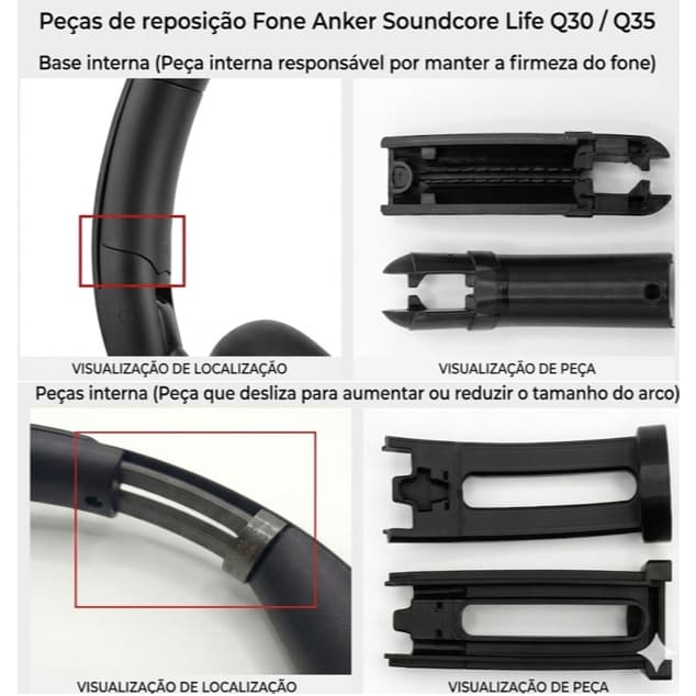 Kit Reforço Haste Fone Anker Soundcore Life Q30 / Q35 - Par