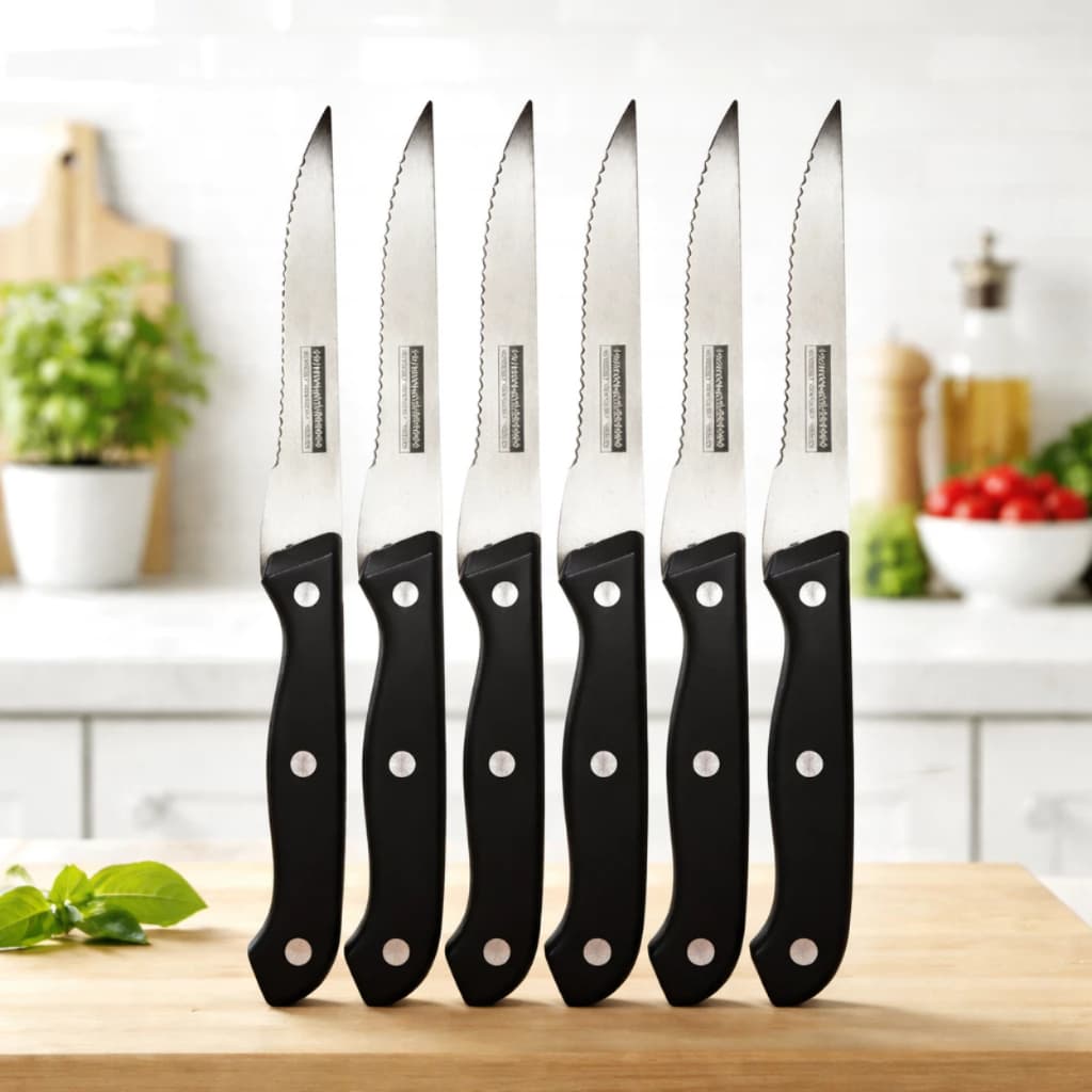Kit 6 ou 12 Facas Serrilhadas Multiuso em Aço Inox – Ideal para Frutas, Pão e Legumes