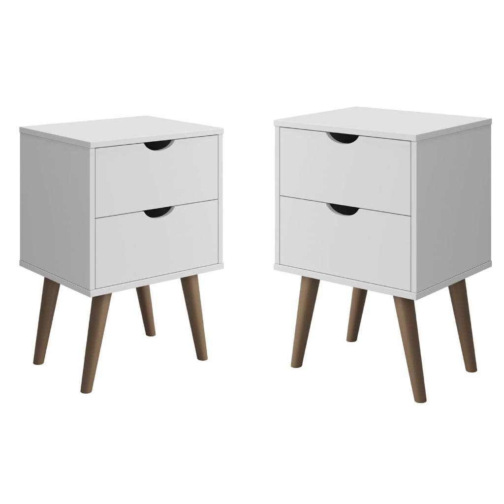 Kit 2 Mesas Cabeceira Madri Mesinha Lateral Cama Criado Organizador Pés Palito Anti-Umidade Luxo