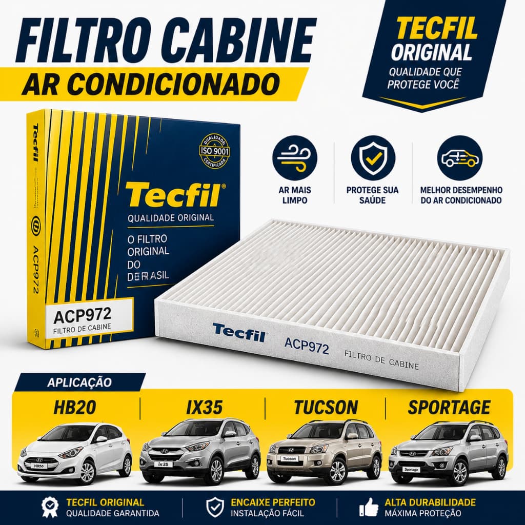 Filtro Cabine HB20 IX35 Tucson Sportage Ar Condicionado Tecfil Original ACP972