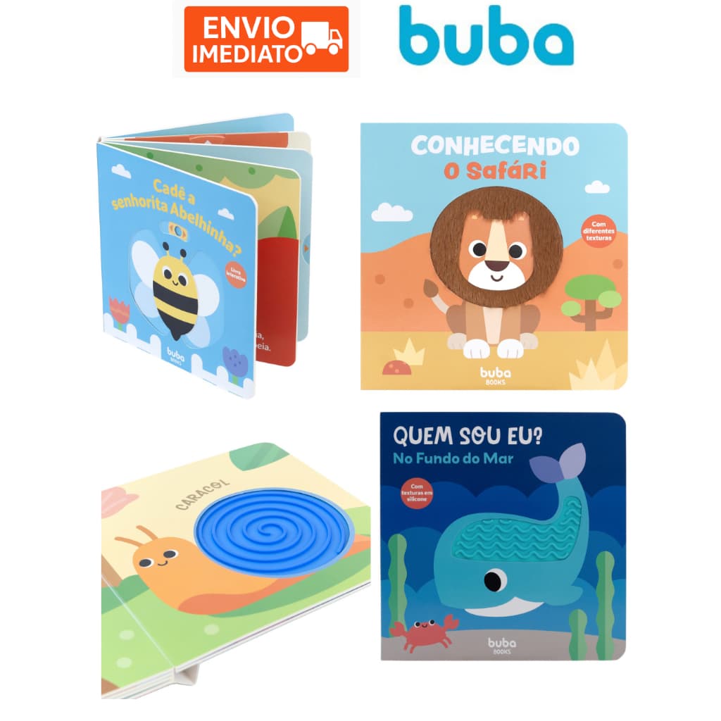 Livro Infantil Buba Sensorial Toque Interativo Bebe Crianca Desenvolvimento Textura Livrinho