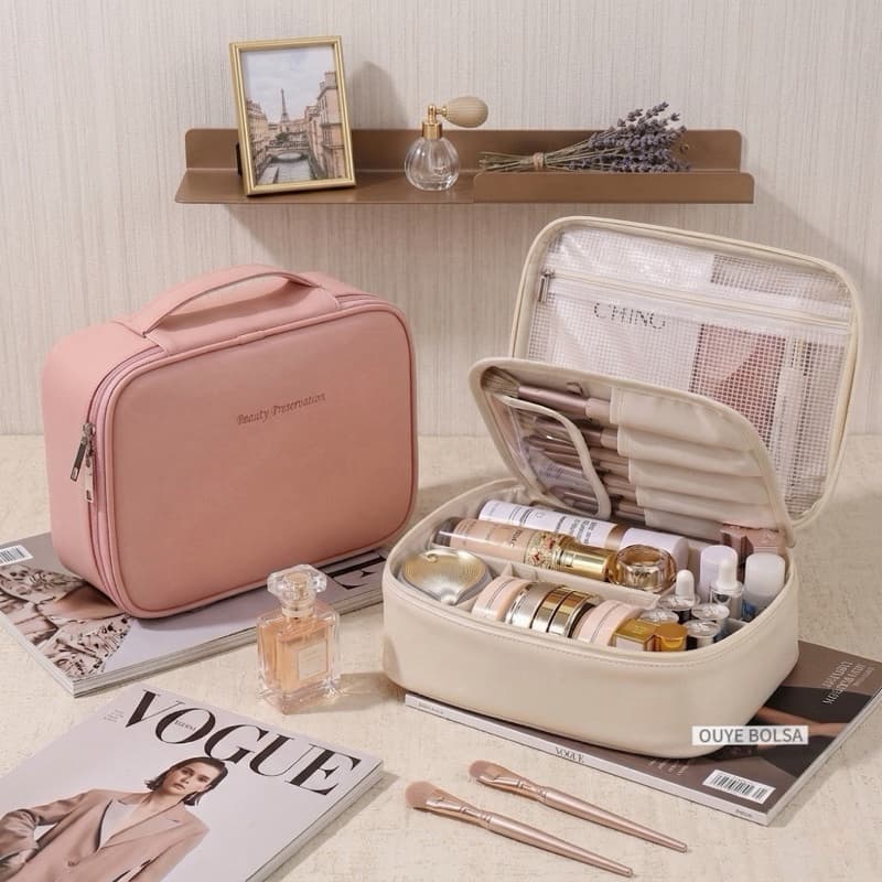 Bolsa Necessaire de Maquiagem com Divisórias Grande Capacidade Portátil para Viagem
