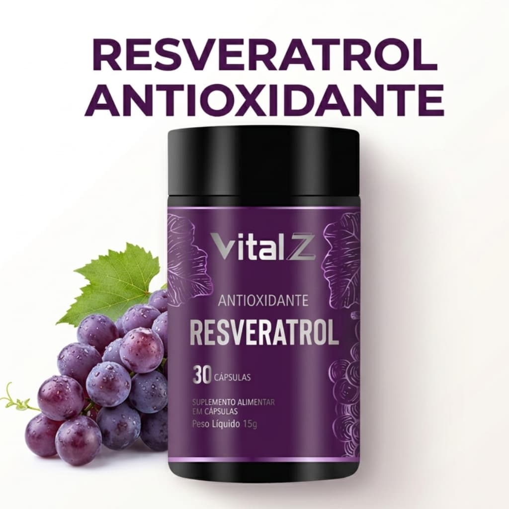 Resveratrol | Antioxidante Natural |  Suplemento Alimentar | Vital Z | 30 Cápsulas