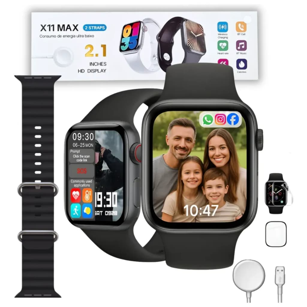 Smartwatch Inteligente X11 Serie 11 Relógio Bluetooth Troca Foto Conta Passos Monitora Sono