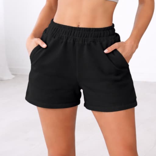 Shortinho Moletom Feminino Com Bolso Bermuda Moletinho Liso Básico Moda Verão Treino