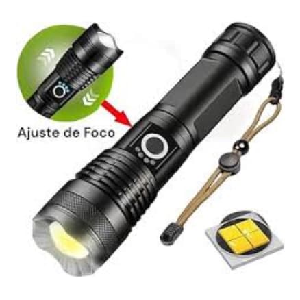 Lanterna recarregável T9 , alta luminosidade com zoom ajustável, resistente
