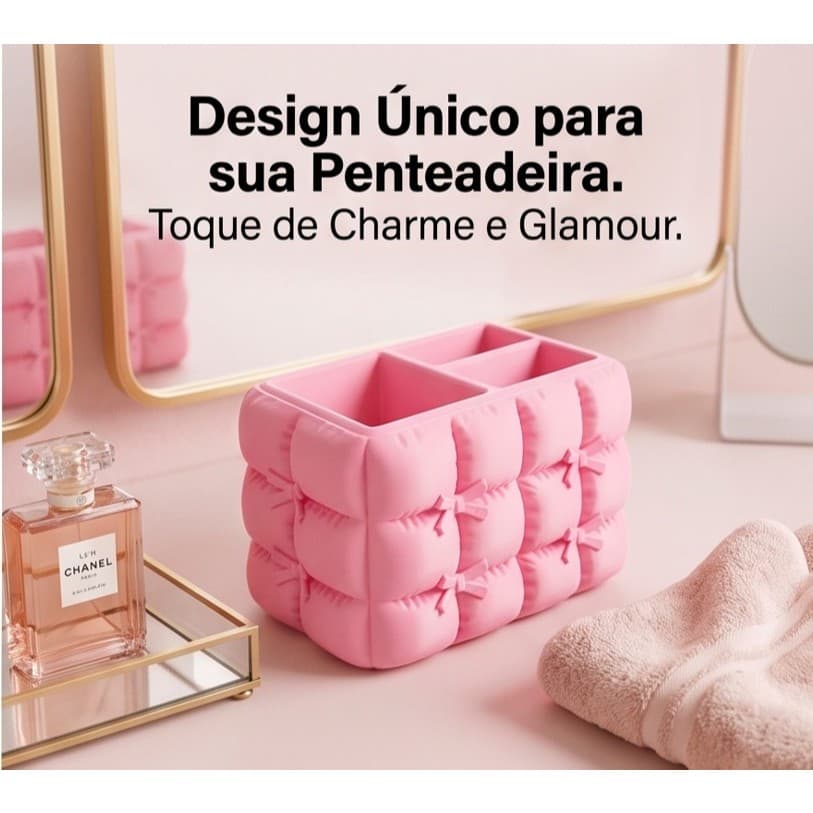 Porta Pincéis de Maquiagem Almofada com Laço Organizador Decorativo Moderno color
