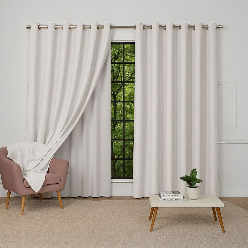 Cortina Voil Gaze Linho c/ Forro Alto Padrão Luxo Ilhós Cromado Cortina Promoção Quarto Luxo Flame