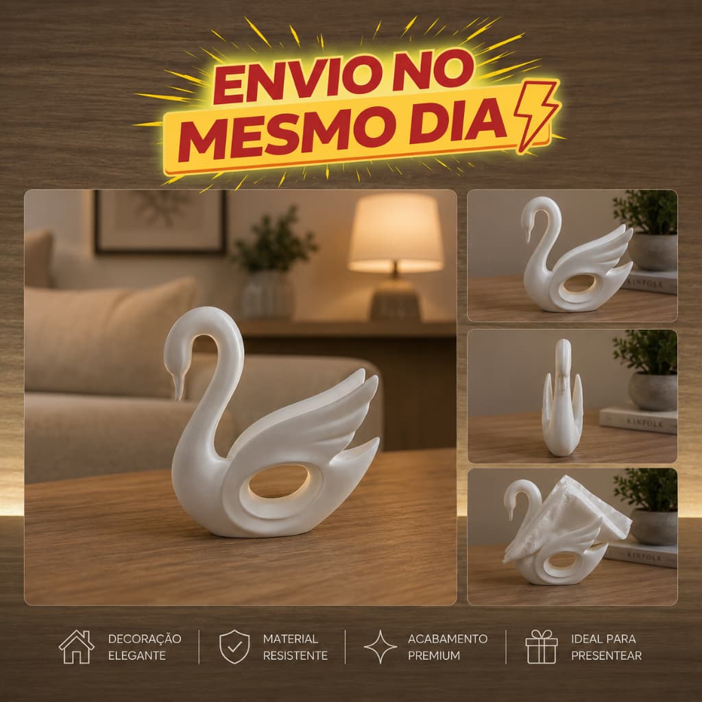 Escultura Cisne Decorativo Moderno – Enfeite Elegante para Sala, Quarto, Escritório e Mesa