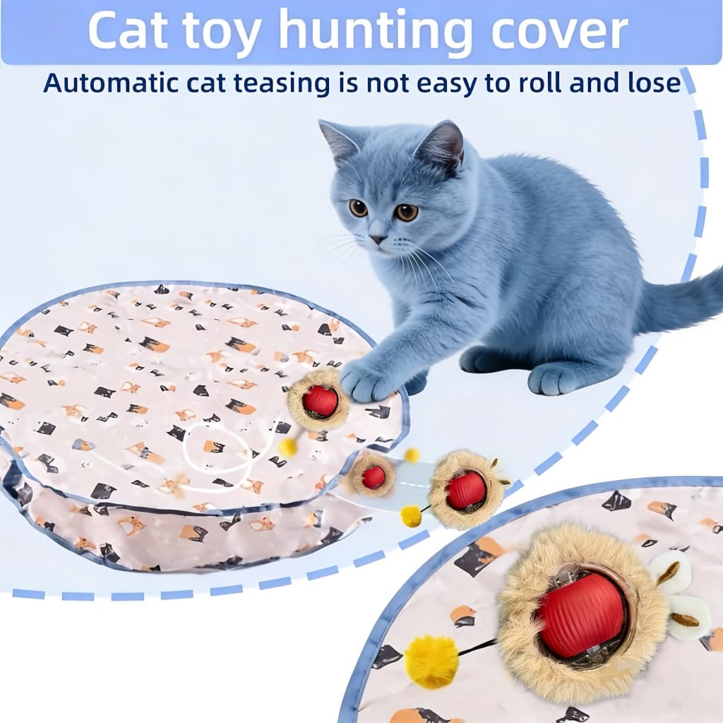 brinquedo interativo para gatos , simulado divertido bola de rolamento rápido reutilizável em tapete de brincar internos