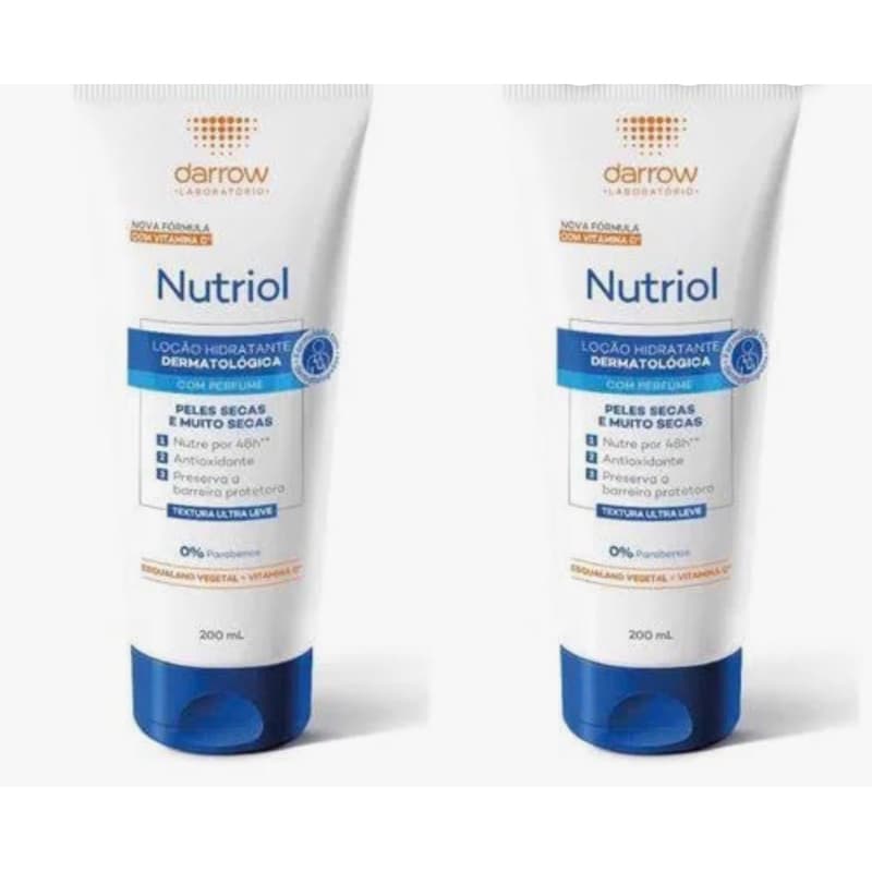 Kit 2 Nutriol Loção Hidratante Dermatológico para peles secas e muito secas 200ml (com perfume).