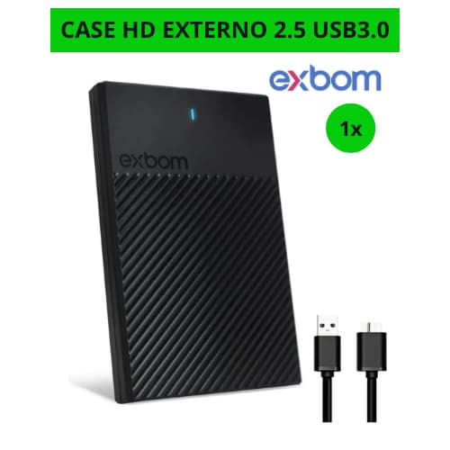 Case Externo Gaveta Capinha Hd/SSD Externo Sata 2.5 Notebook Slim USB 3.0 5Gbps Cghd-36 Preto Exbom