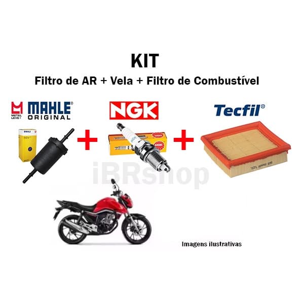 Filtro de Ar + Vela de ignição + Filtro de combustível Honda Titan Fan 150 160