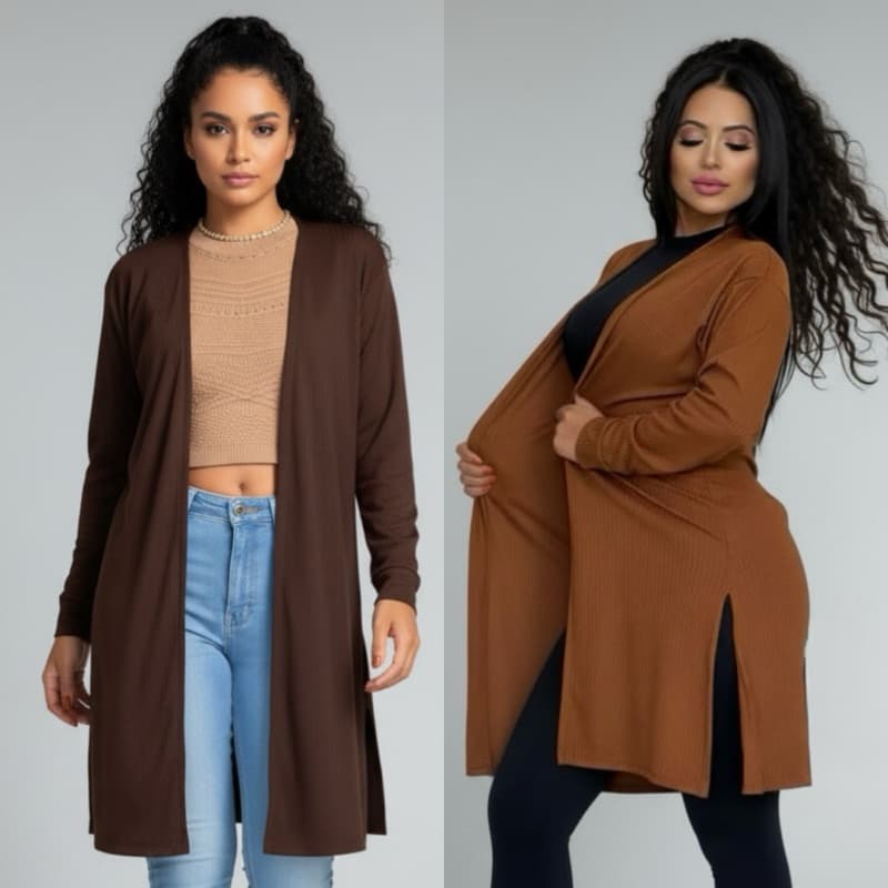 cardigan Feminino kimono manga longa fenda