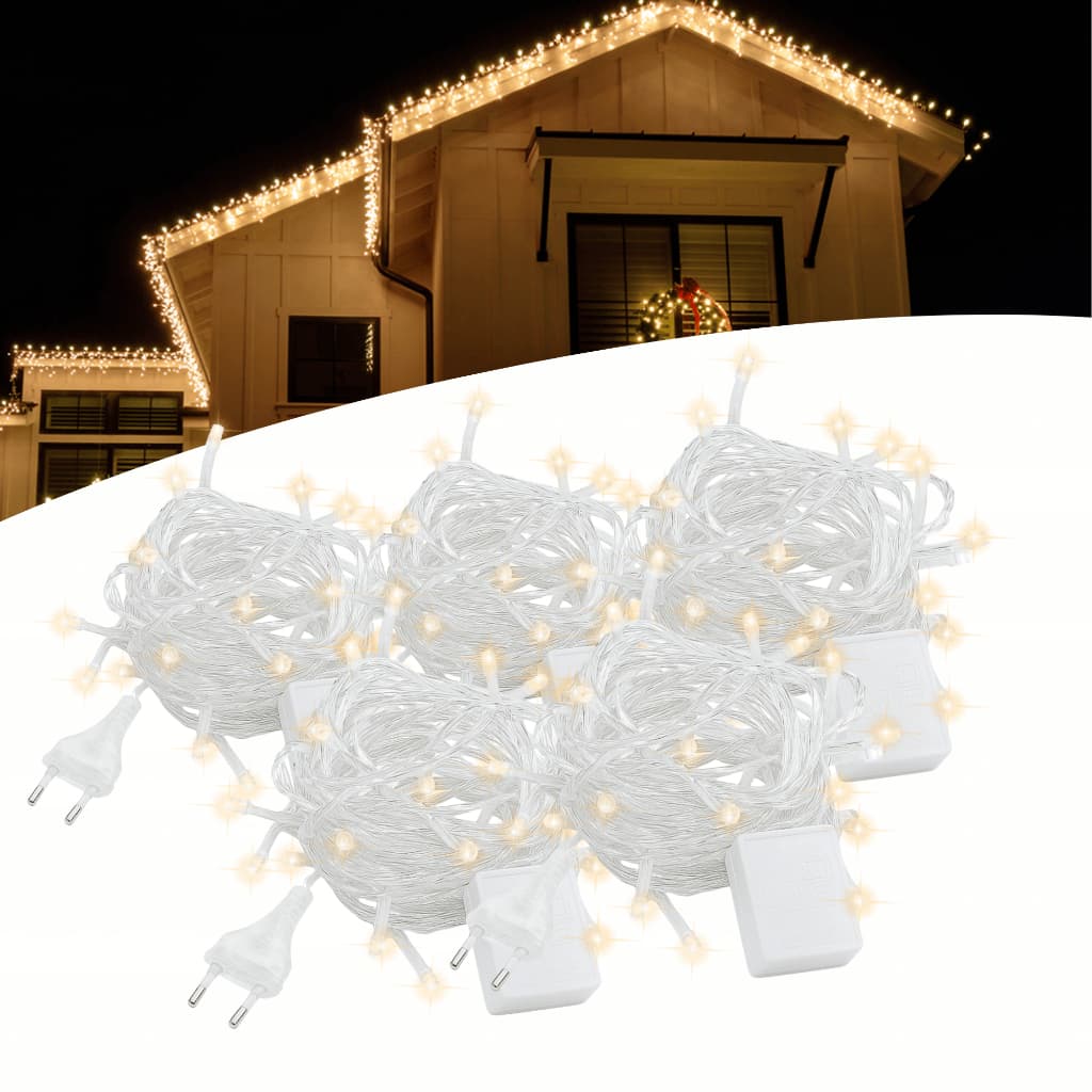 Kit 5 Pisca Pisca Decoração Natalina 9 Metros 100leds 220v Quente