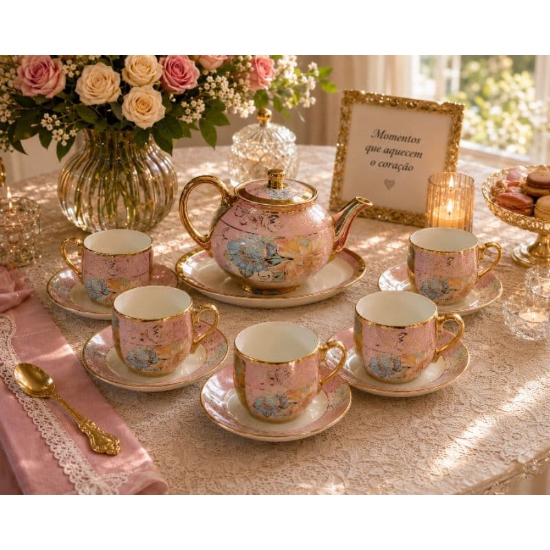 Xícara de Chá  Porcelana Schmidt E351 - Design Clássico, Tons Suaves, Combinável