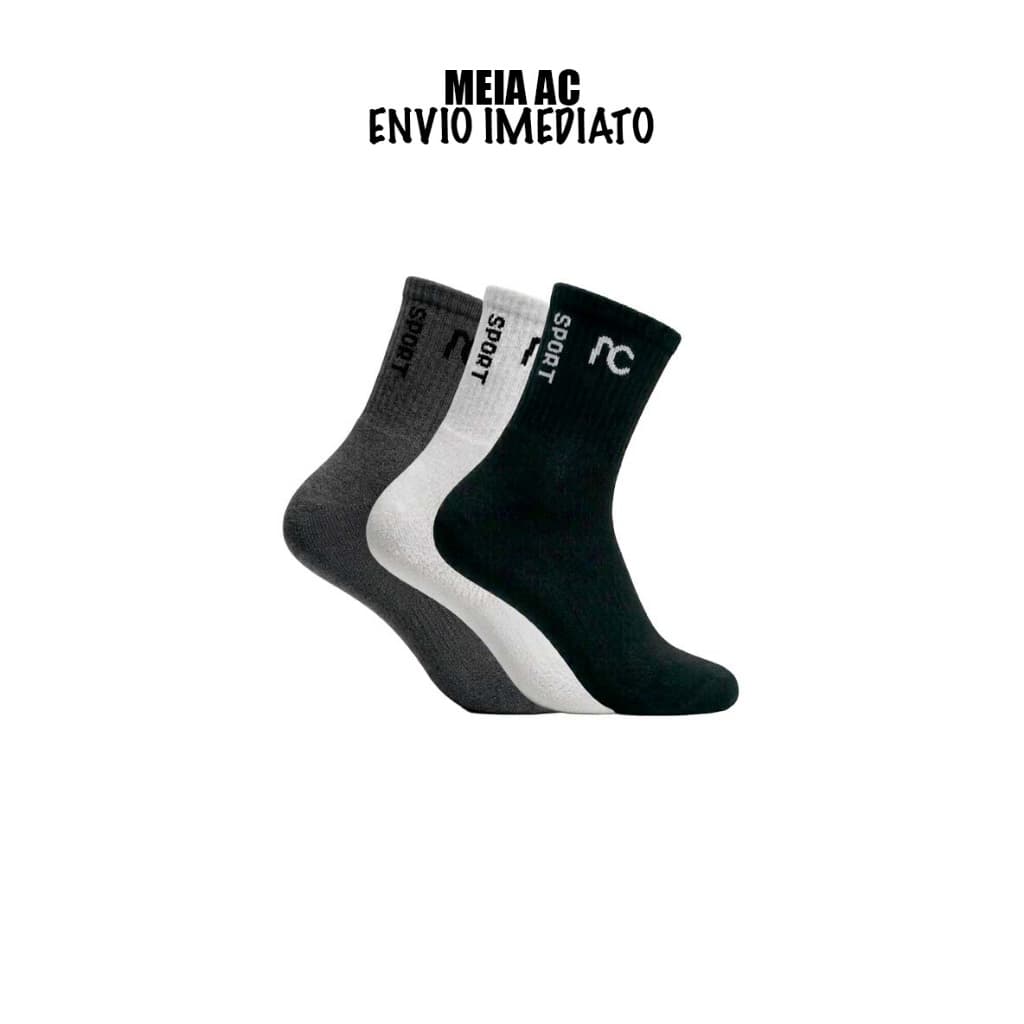 Kit 3 Meias Cano Longo AC Caneladas Originais