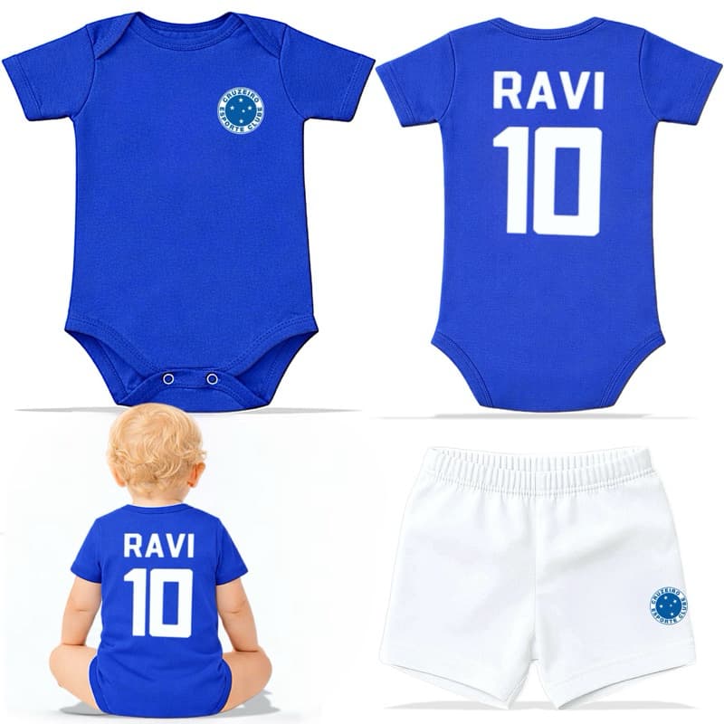 Body Bebê Cruzeiro Personalizado Bory + Short Tapa Fralda Nome Roupa de Bebe em Algodão Antiálergico