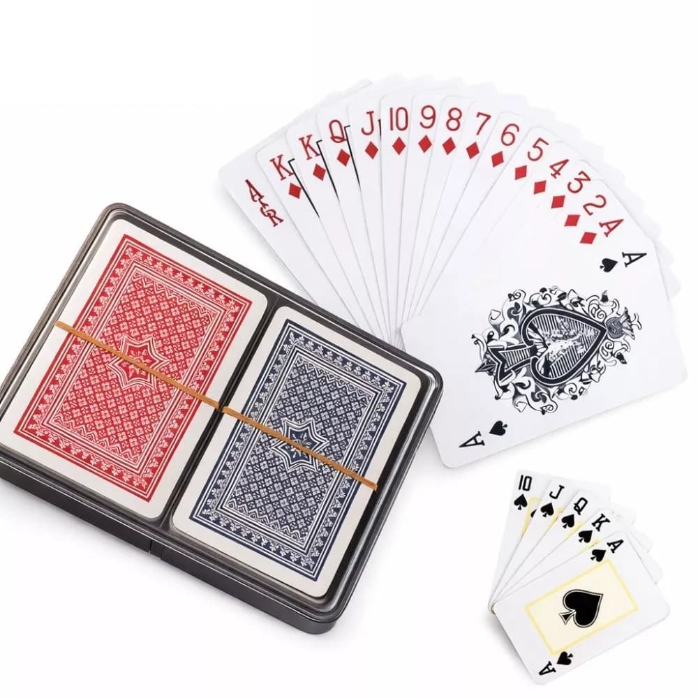 Baralho 100% Plastificado – 54 Cartas Cada – Kit 2 Baralhos Truco Poker Pife Cacheta + Caixa Plástica