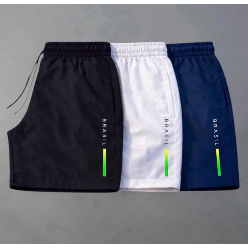 kit 3 short brasil copa do mundo seleção basico casual praia futebol treino estiloso