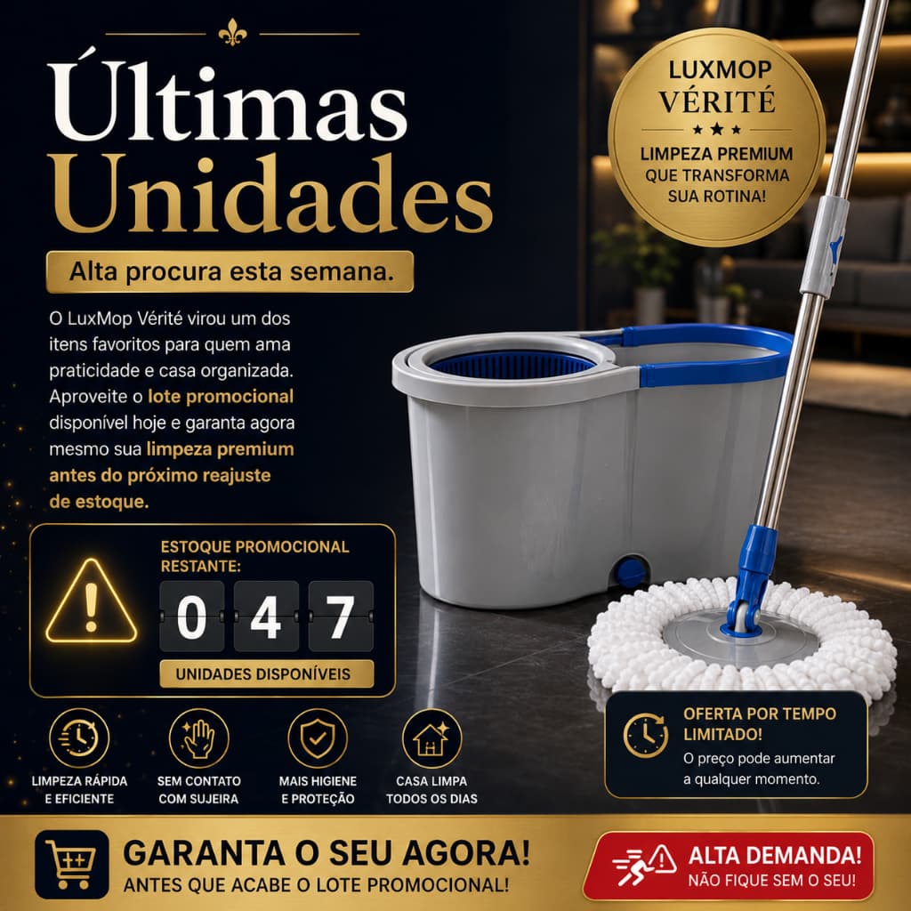 Mop Giratorio Com Balde Suporte Alca Capacidade Alto 13 Litros Facil Limpeza Pratico