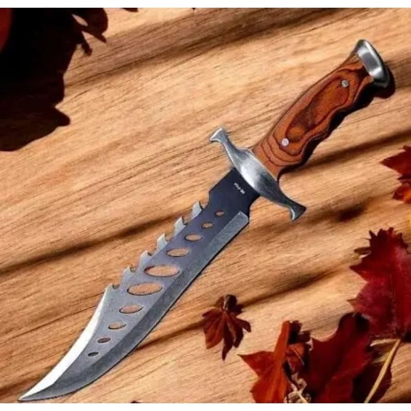 Faca Facão Rambo Churrasco Resistente Artesanal Serrilhado Aço 440