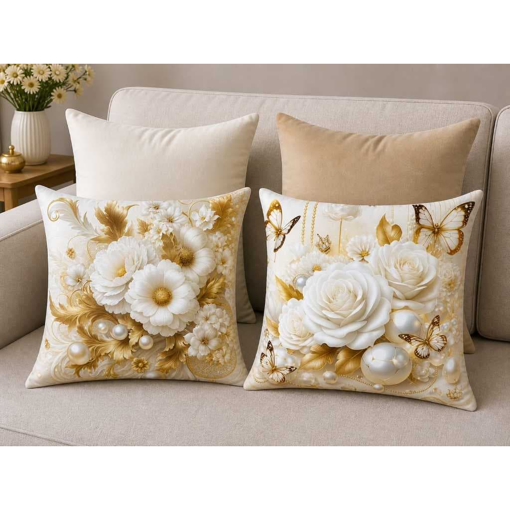 Kit 4 Capas  Almofada decorativa moderna- Estampa Floral.Lindas Cores 45x45cm c/ ziper.