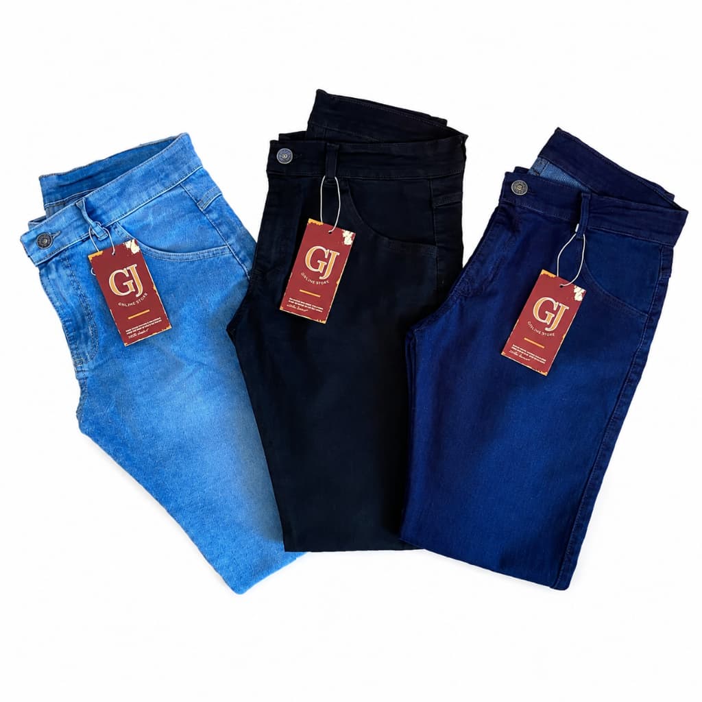 Kit 3 Calça Jeans Masculina Lycra Premium Slim Casual Elegante