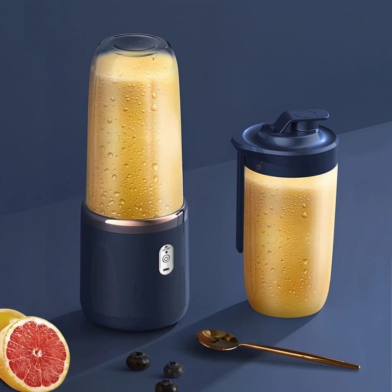 Mini Liquidificador Recarregavel Para Sucos E Vitaminas Copo Portatil Facil De Lavar Bateria Usb 6 Laminas Inox