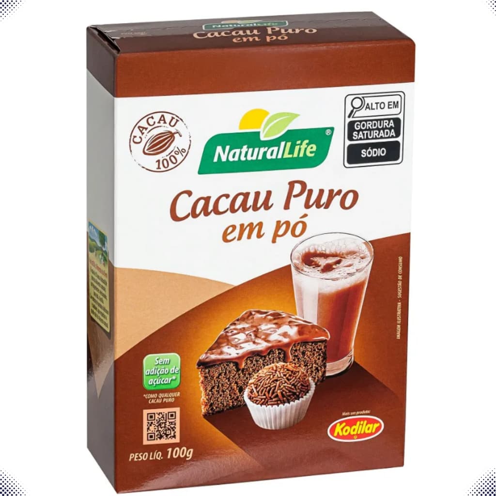 Cacau Puro 100% 100g Natural Life Chocolate em pó