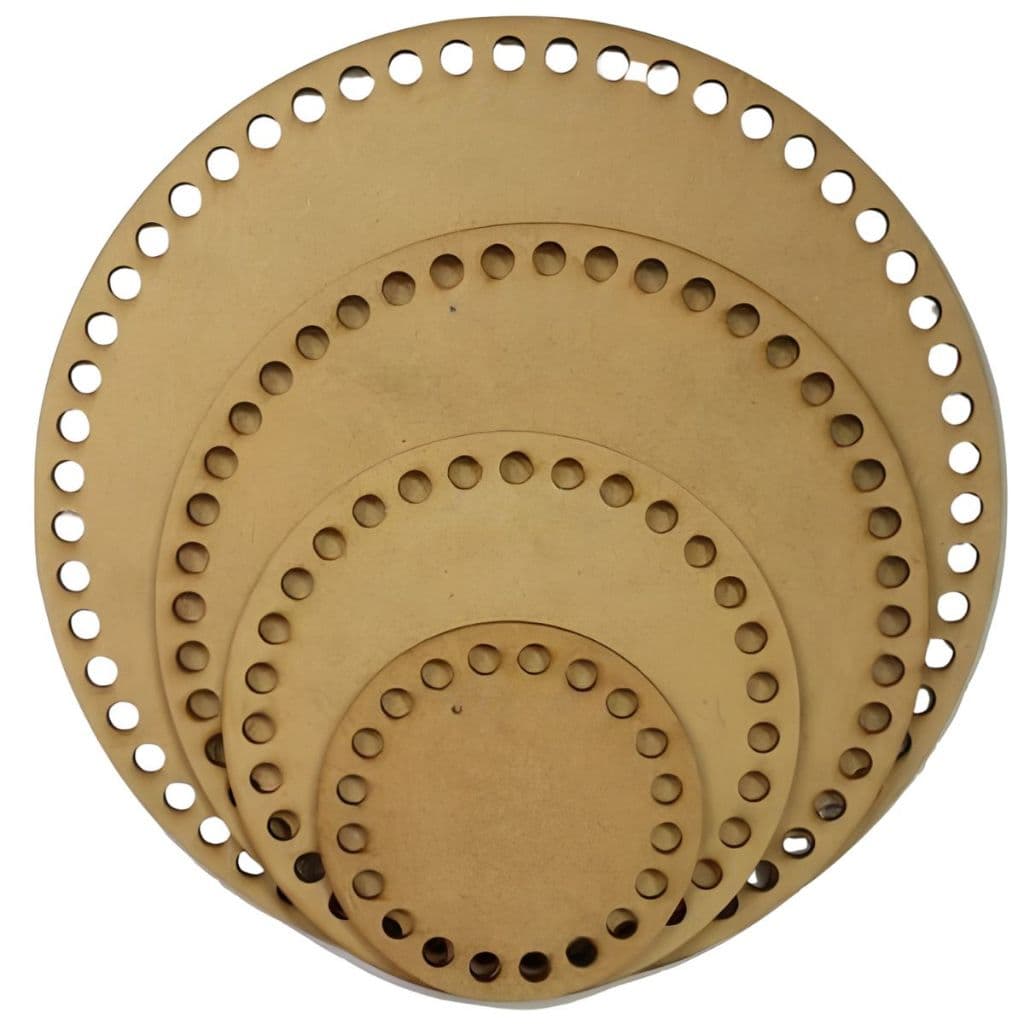KIT 5 Placas Base Redonda MDF | Fundo para Cesto Crochê em Fio de Malha LUM3